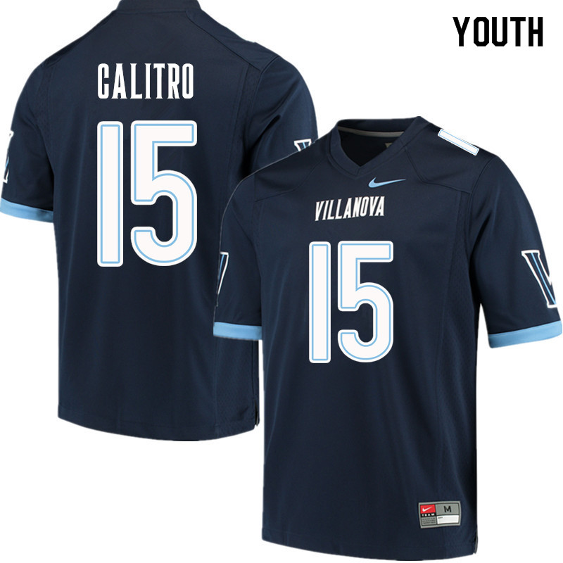 Youth #15 Austin Calitro Villanova Wildcats College Football Jerseys Sale-Navy - Click Image to Close